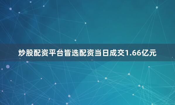 炒股配资平台皆选配资当日成交1.66亿元